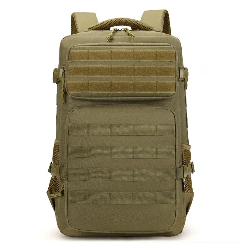 Olive Green Men's Classic Tactical Backpack – Front view showcasing the rugged Oxford fabric and tactical design.