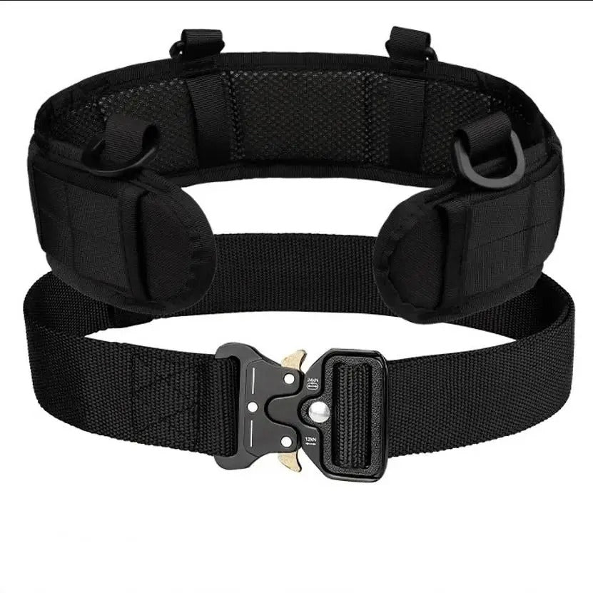 Black tactical MOLLE belt system from Tacticus Shop, featuring two belts in one for maximum versatility and secure gear attachment in survival and tactical situations