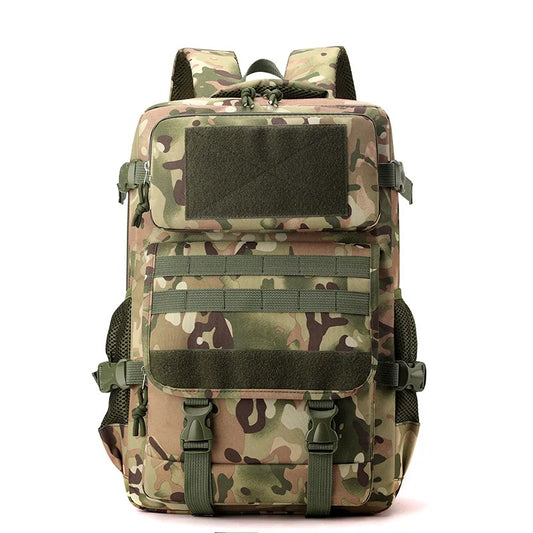 Camouflage Green Men's Classic Tactical Backpack – Front view showcasing the rugged Oxford fabric and tactical design.