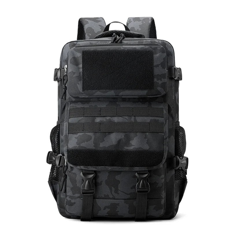 Dark Gray Men's Classic Tactical Backpack – Front view showcasing the rugged Oxford fabric and tactical design.