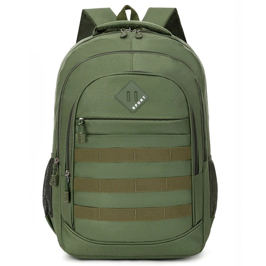 Olive green outdoor backpack with a sleek, compact design, zippered closure, and laptop compartment — ideal for urban use, day hikes, or light travel.