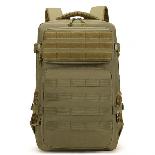 Olive Green Men's Classic Tactical Backpack – Front view showcasing the rugged Oxford fabric and tactical design.